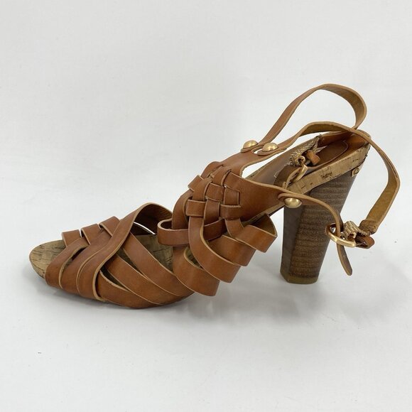 Coach Adrienn Vacchetta Strappy Brown Leather Sandals Shoes 8.5 B - Picture 3 of 10